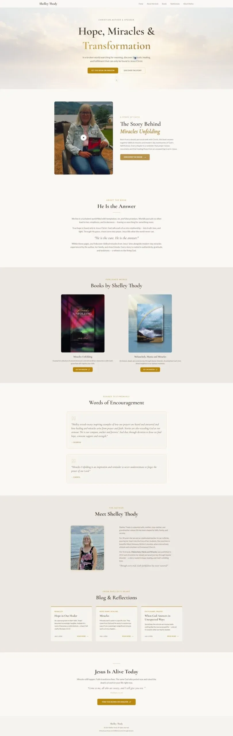 Shelley Thody website — full-page preview